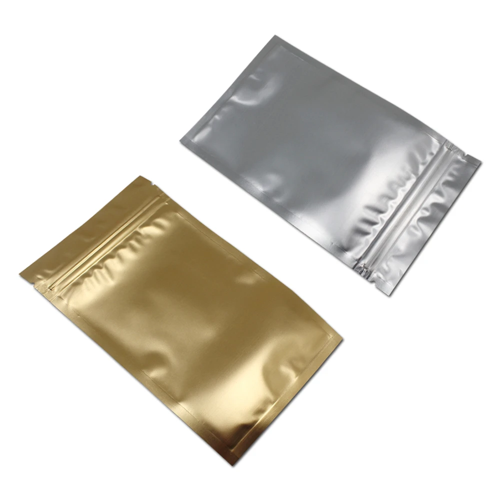 

100Pcs Clear Gold Plastic Aluminum Foil Zip Lock Package Bag Mylar Foil Dry Flower Tea Nuts Reclosable Packing Pouch Retail Bags