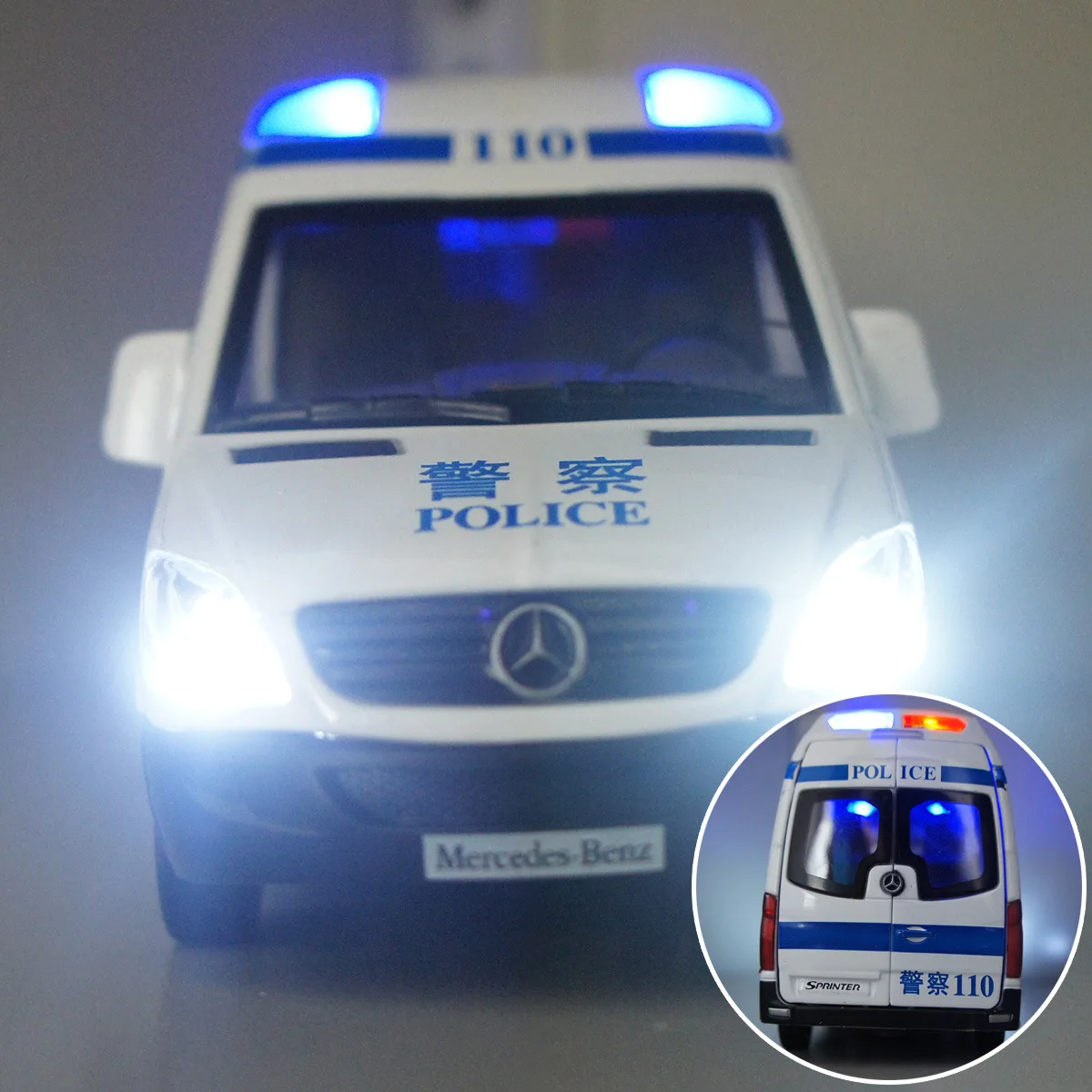 

Caipo 1: 32 Police Car 110 Model Sound And Light Alloy Warrior Side Door Can Open CHILDREN'S Toy 89438 Non-Packaging