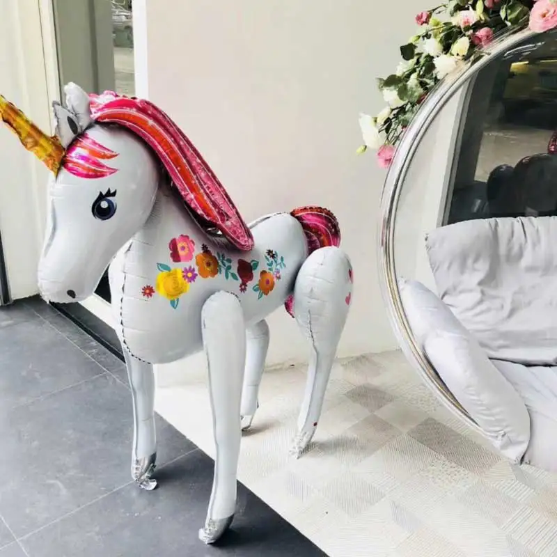 Большой 3d Unicornio прогулки животных фольги Воздушные шары Единорог принадлежности для вечеринки воздушный шар девочек Дети Декор День Рождения украшения подарки