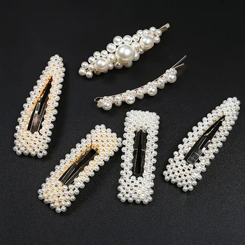 

Fashion Pearl Hair Clip for Women Elegant Korean Design Snap Barrette Stick Hairpin Hair Styling Accessories