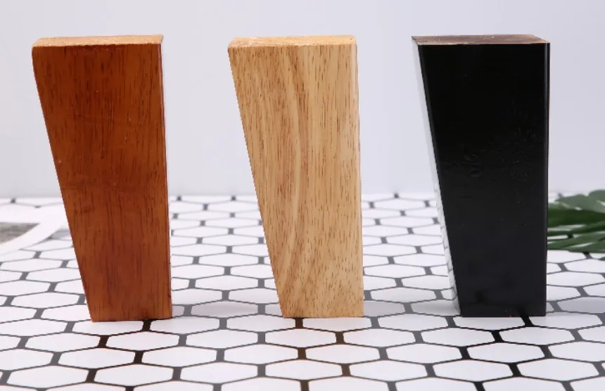 

4pcs/lot Oak Wood Height Reliable Oblique Inclined Furniture Leg with Iron Plate Sofa Table Cupboard square sofa feet Legs B529