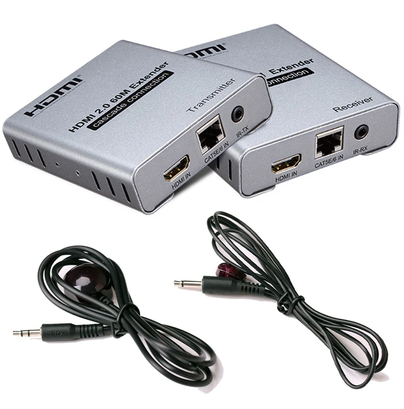 HDMI 2 0 4K @ 60HZ 60M удлинитель 1080P 120M через Ethernet RJ45 CAT5e/6 Cat6 кабель с ИК пультом