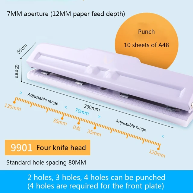 KW-triO 3/4 Hole Punch Handheld Metal Hole Puncher 10 Sheet Capacity 7mm  Aperture Paper Punch for A4 A5 A7 A6 B5 Scrapbook - AliExpress