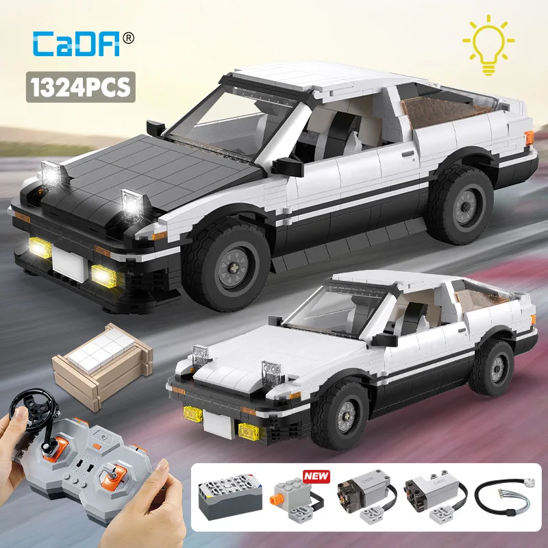 Cada 1324Pcs LED City RC Drift Racing Car Building Blocks DIY Variable Form Sports Car Bricks Gifts Toys For Children