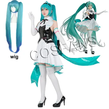 

9PCS Vocaloid 2020 Hatsune Miku Symphony Uniform Tops Dress Outfit Anime women men Halloween Cosplay Costumes And wig