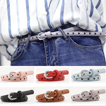 

Lady Thin Waistband Cute Heart Hollow Pin Buckle Belt Casual Jeans Student Belts NUBLT0382