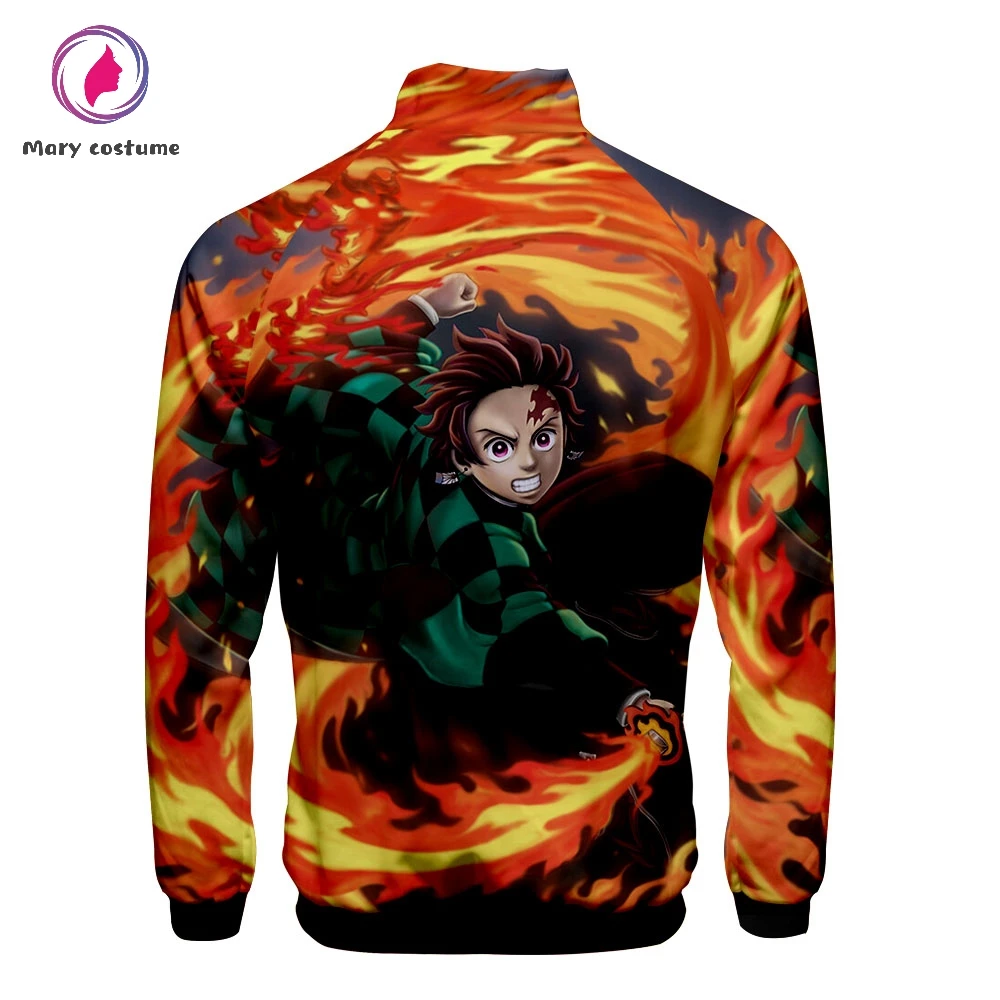 Demon Slayer: Kimetsu no Yaiba куртка мужская приталенная ветровка Женская куртка на молнии с воротником-стойкой Harajuku уличная