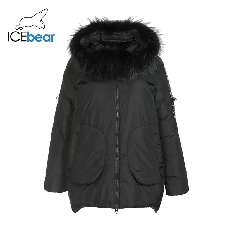ICEbear зимний длинный женский пуховик модная теплая Женская куртка с капюшоном Брендовая женская одежда GN118125P