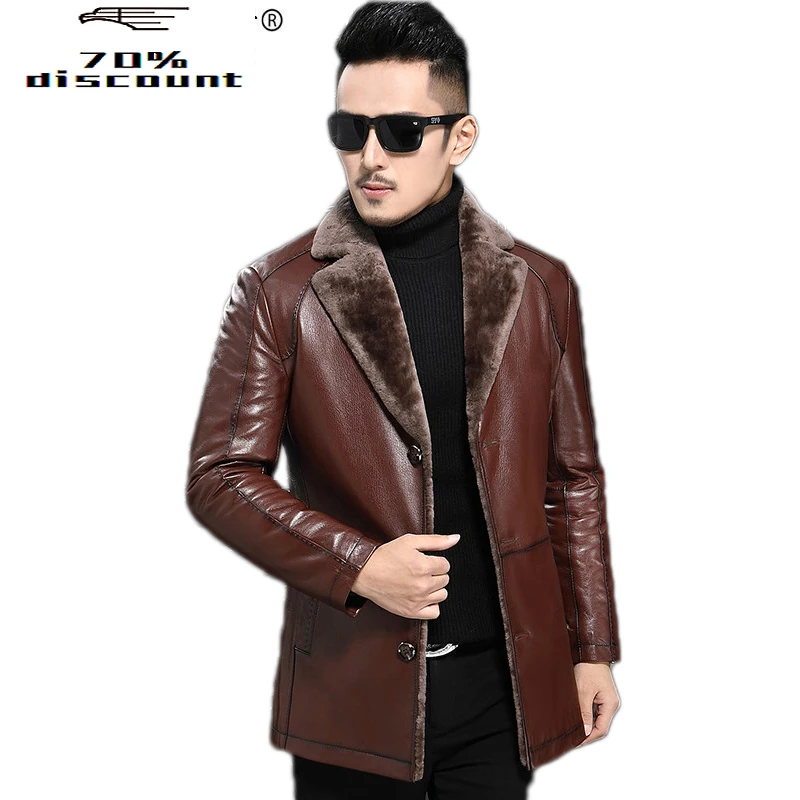 

Genuine Leather Jacket Men Sheepskin Coat for Men Jacket Winter Plus Size Sheep Shearling Real Fur Coats JLK20059 KJ2209