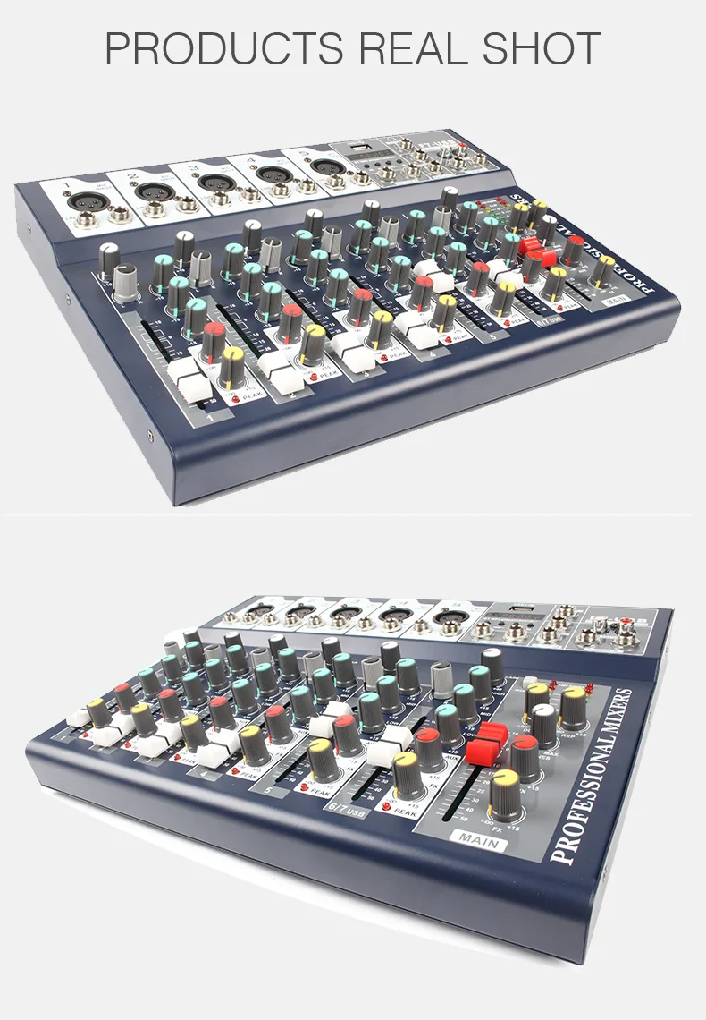 7 канал USB цифровой Караоке-миксер bluetooth для студий с живым звуком микшерный пульт микрофон Звуковая карта для DJ F7