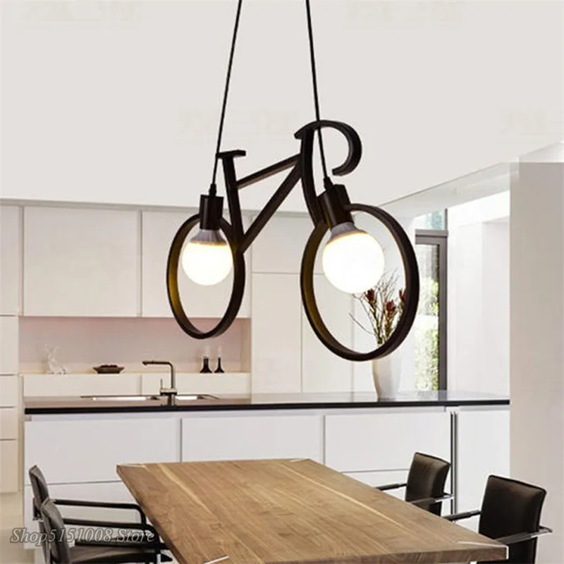  Retro Pendant Light Creative Iron Bicycle Pendant Lamp Living Room Simple Restaurant Bar Industrial - 33009868414