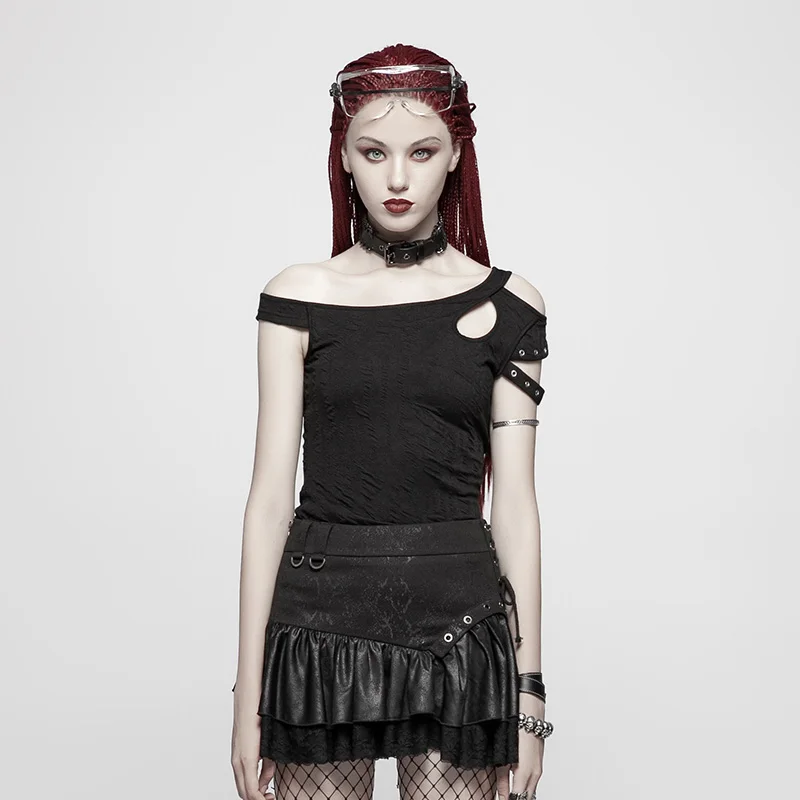 Женская футболка с коротким рукавом в стиле панк повседневные облегающие летние