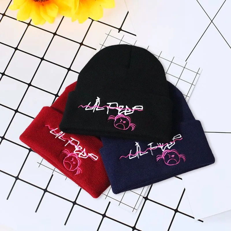 Lil Peep Beanie с вышивкой Love lil. peep Мужская и женская вязаная шапка вязанные шапочки Skullies теплая зимняя унисекс Лыжная хип-хоп шапка