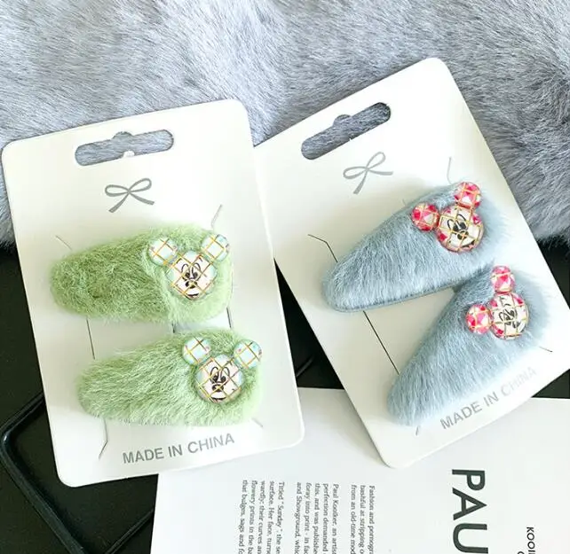 100 компл./лот 2 шт./компл. DIY простой мульти плюшевые Мультяшные рюкзаки в виде Животные волос BB зажимы костюмы заколки для волос Инструменты для укладки волос аксессуары HA1647