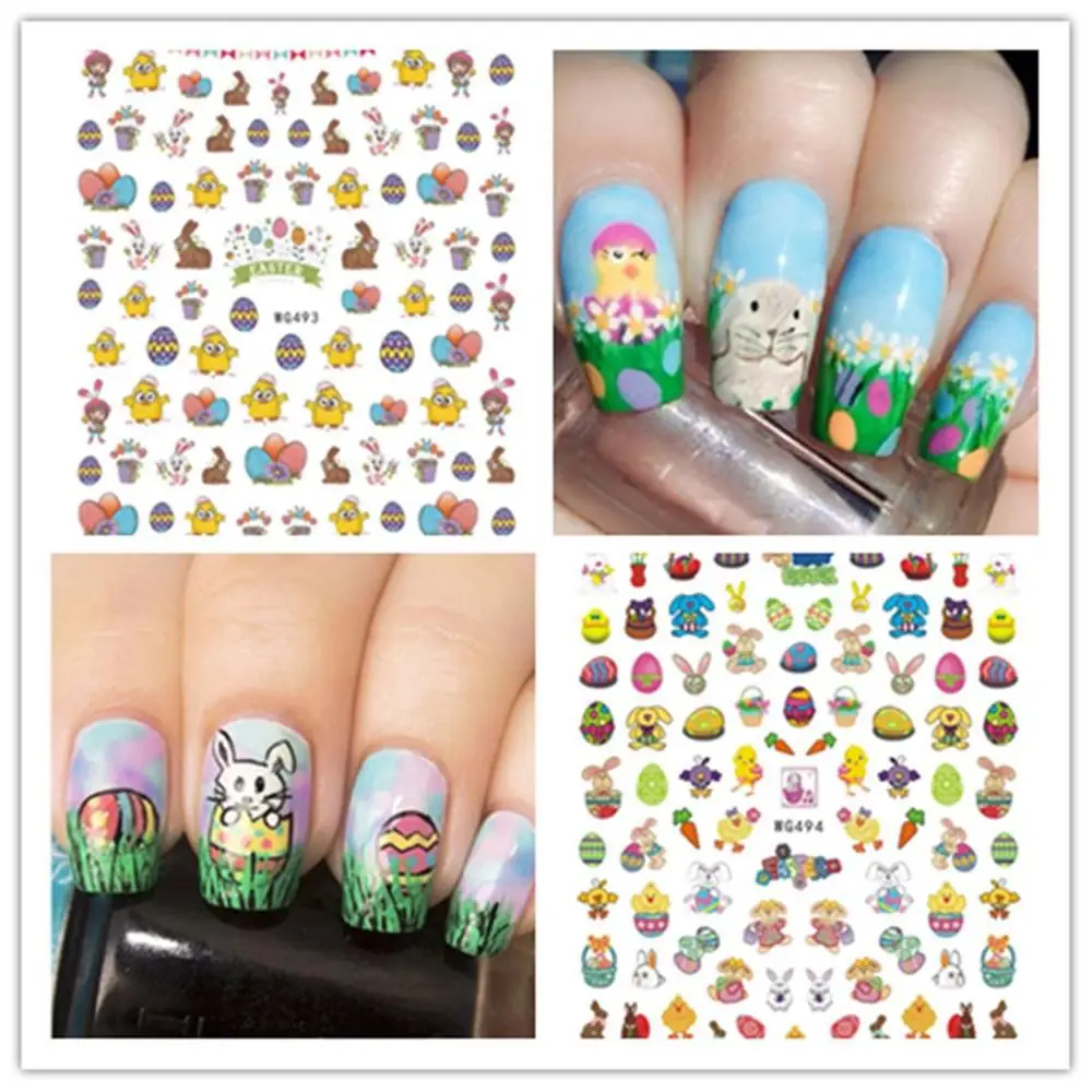 Easter Day 1Pcs 3D Nail Art Stickers Cartoon Rabbit Chick Cute Design Adhesive Decorations Festival DIY | Красота и здоровье