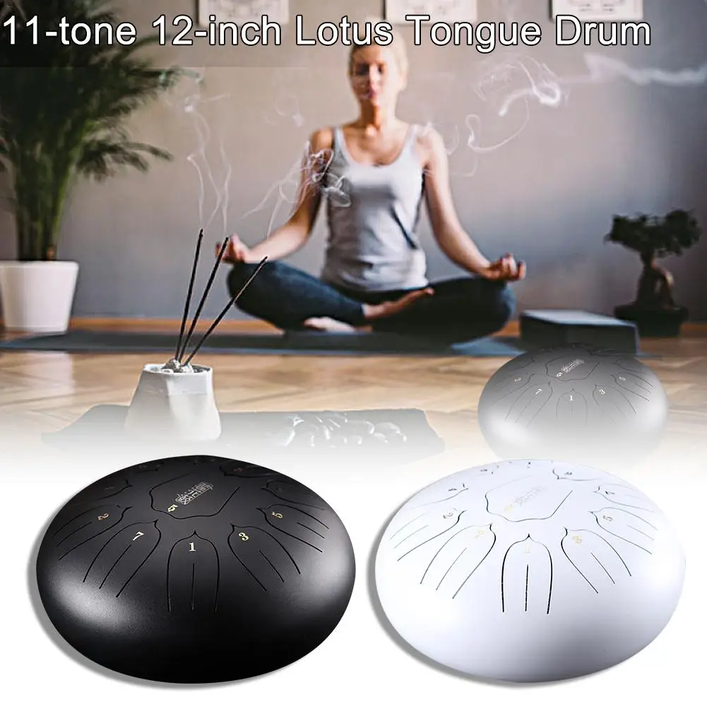 

12 Inches Steel Tongue Drum Beautifully Finished And Peaceful Sound Hang Drum With Padded Drum Bag And A Pair Of Mallets