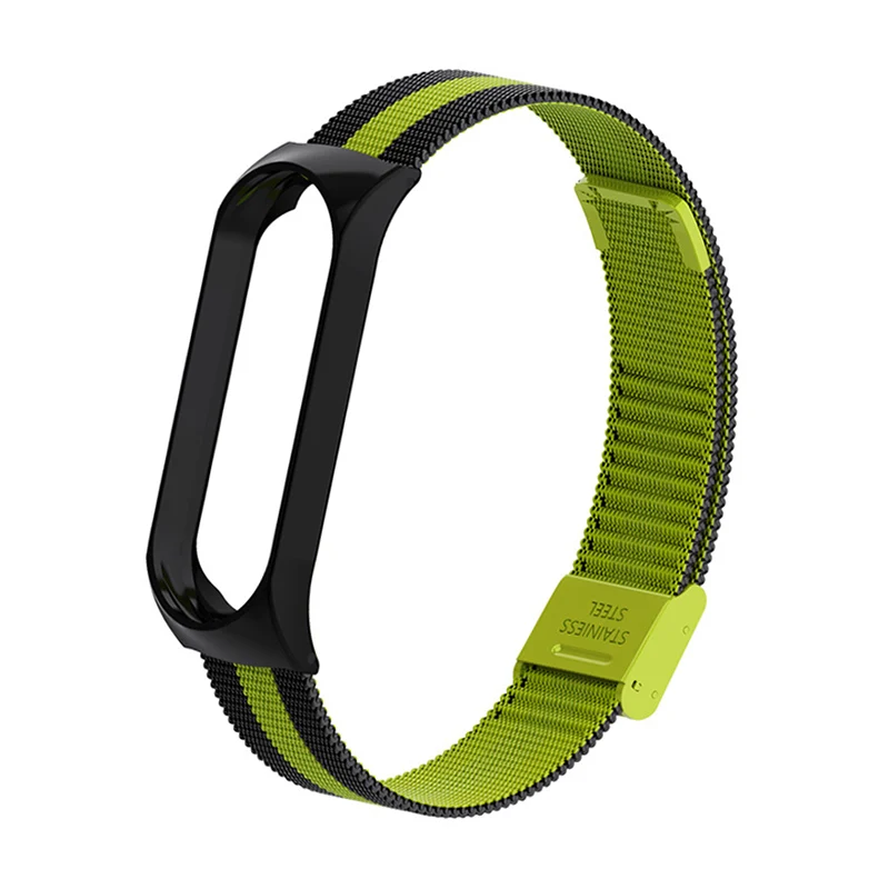 Магнитный браслет ремешок для Xiaomi mi 3 4 металлический Смарт-браслет mi Band мужские браслеты из нержавеющей стали ремешок для mi Band 3 4 - Цвет: Buckle Green Black
