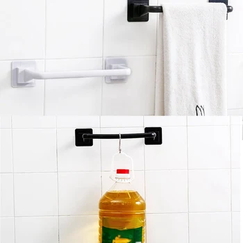 

Bathroom Towel Bar with Suction Cup Rack Holder Kitchen Shelves for Pot Lid Toilet Roll Paper Hanger Self Adhesive Wall Mounted