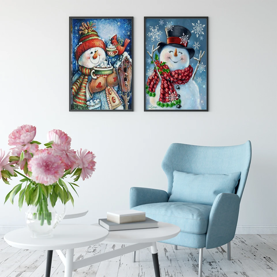 AZQSD 5D DIY Diamond Painting Snowman Full Kit Square Drilling Picture Of Rhinestones Cartoon Diamond Embroidery Home Decortion