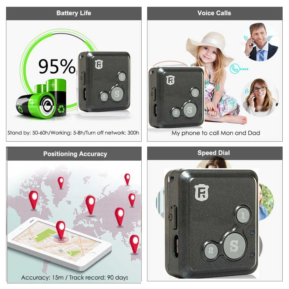 Новый мини GPS трекер для детей персональный детский gps локатор RF V16 7 дней в режиме