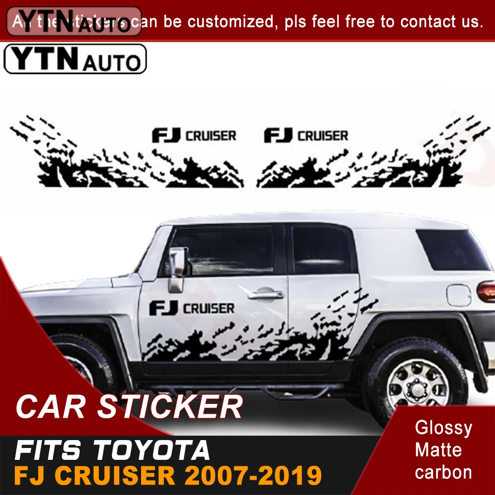 

Автомобильная наклейка s для Toyota FJ CRUISER 2007-2019, черная наклейка на боковую дверь, наклейка с изображением гор, полосок, Стайлинг, графический стиль