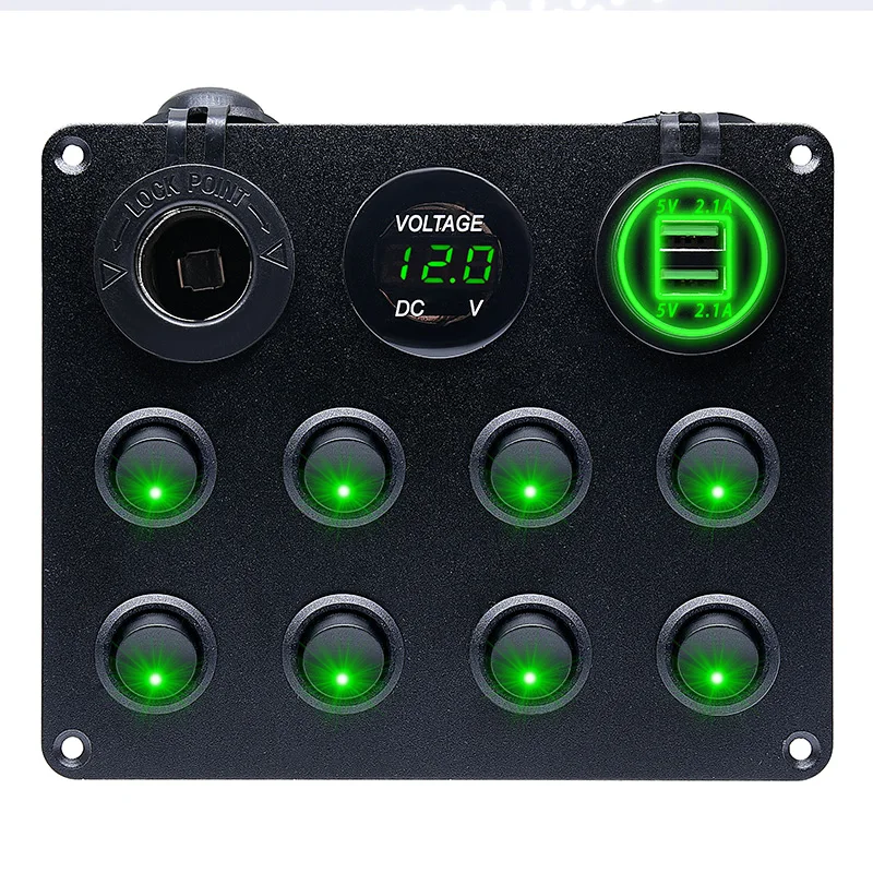 8 Gang Toggle Switch Panel Dual USB Charger Car Push Button Circuit Breaker For RV Truck ATV UTV Camper Caravan 12-24V | Автомобили и