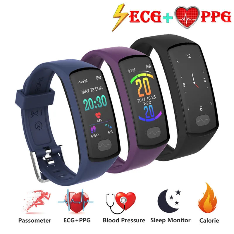 

ECG PPG E07 Smart Band Fitness Tracker Bracelet Heart Rate Monitor Smart Wristbands for Android IOS Smartphone Smartband
