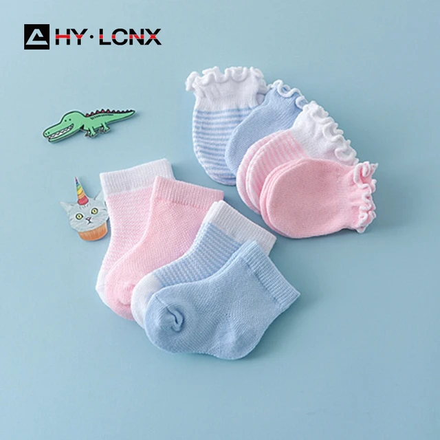 Newborn Baby Socks Mittens | Newborn Kids Gloves Socks | Set Scratches Socks  Baby - 4 - Aliexpress