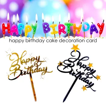 

1pc Shiny Happy Birthday Cake Topper Lovely Star Cupcake Toppers Cake Picks Cake Decoration Topper Toothpick Kids Birthday