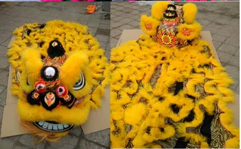 

Lion Dance Mascot Costume Wool Southern Lion China Folk Art For Two Adults Black Halloween Christmas Easter Adults Advertising