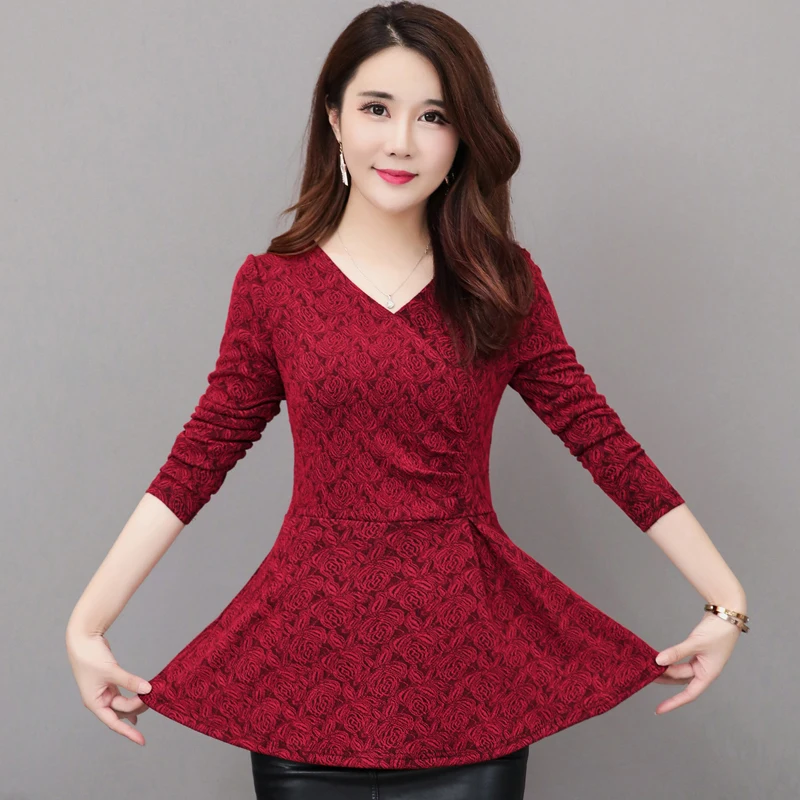 Женская утепленная Блузка с V-образным вырезом и длинным рукавом | одежда