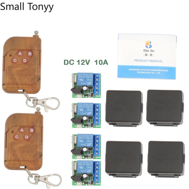 

DC 12V 10Amp 1CH 4 gangs Remote Control Switch Wireless Receiver Relay Module for rf 433MHz Remote Electric Door openner