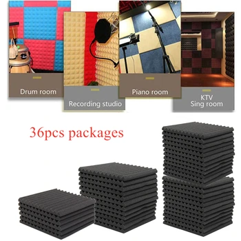 

36PCS 30cm x 30cm x 2.5cm Soundproofing Foam Studio Acoustic Panels Studio Foam Wedges Soundproof Absorption Treatment Panel