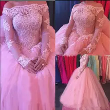 Платье quinceanera с кружевной аппликацией без бретелек предложение плеча размера плюс бальное платье Тюль развертки поезд Новое поступление Вечерние
