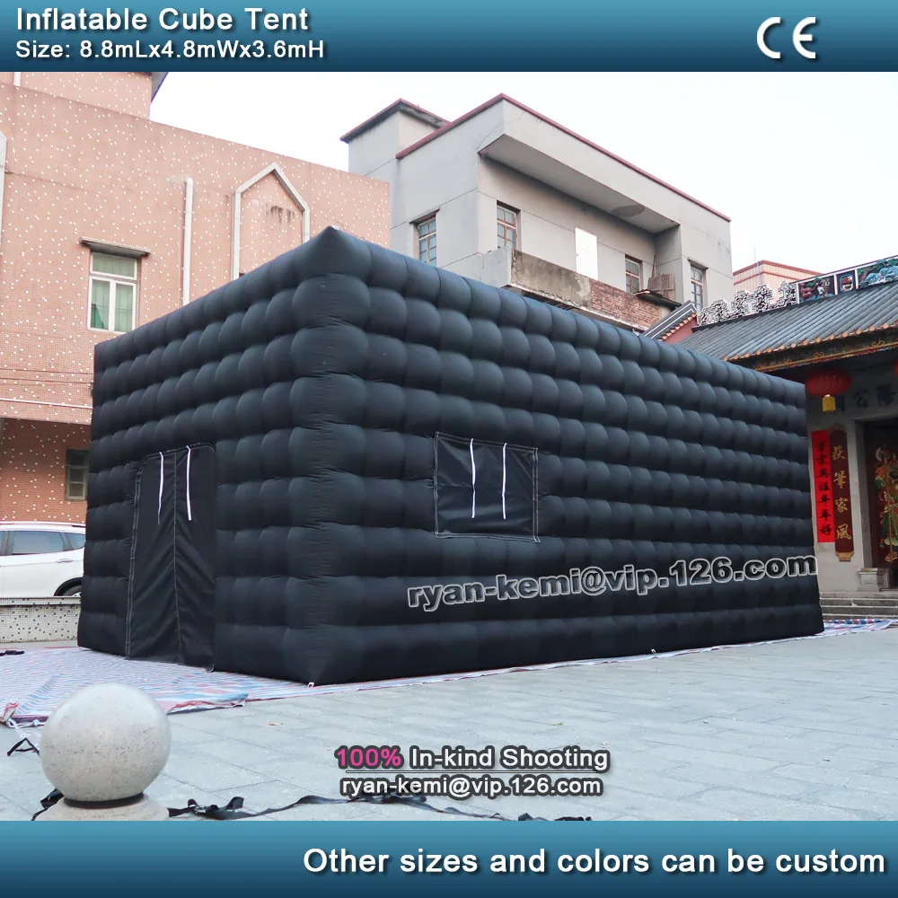 Giant Inflatable Cube Tent Black 8.8m Dome Igloo Lawn Blow Up Air Roof House Room Marquee Cover For Outdoor Party Events 3
