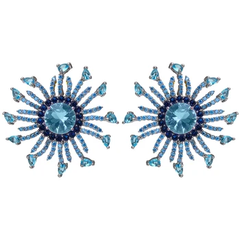 

XIUMEIYIZU Irregular Flower Earring Luxury Zirconia Paved Personality Design Women Stud Earrings Jewelry Gift Party Anniversary