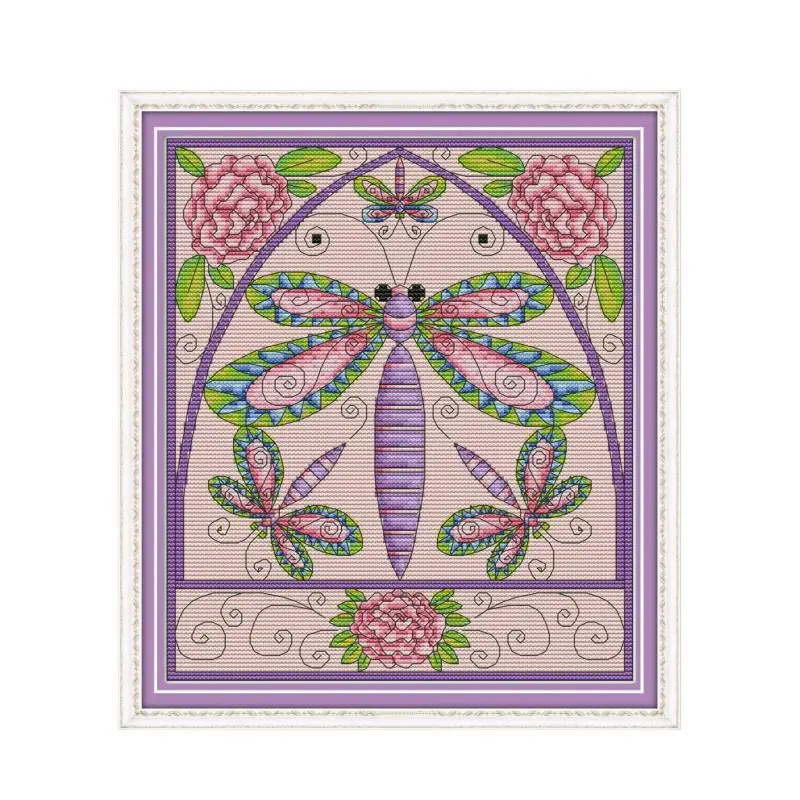 Dragonfly cross stitch kit aida 14ct 11ct count print canvas stitches needlework embroidery DIY handmade | Дом и сад