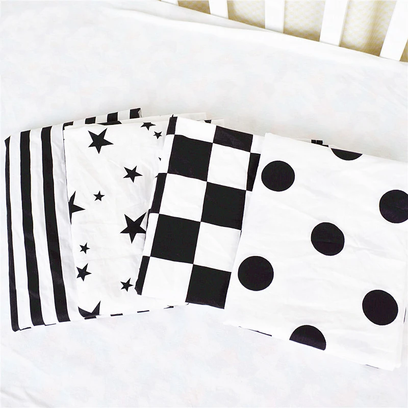 

Baby Crib Cotton Baby Bed Sheets Black and white Printing Simple Cot Crib Breathable soft for toddler Sheets YCZ044