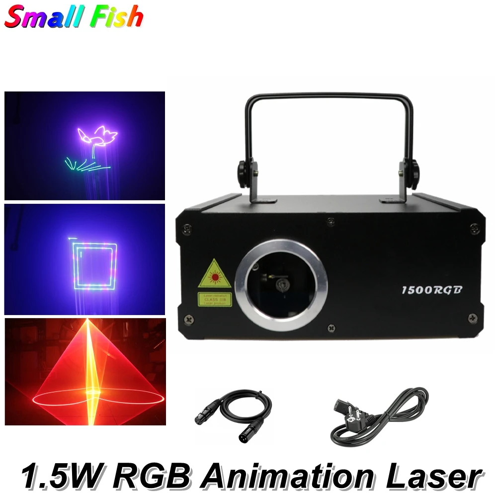 Laser Show Projector 1.5W RGB DMX512 Animation Laser Light DJ Disco Stage Lighting Effect Christmas Decoration For Home Laser Dj