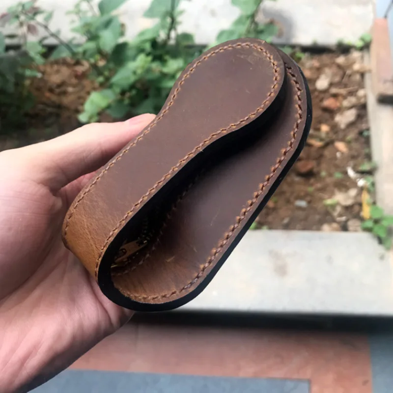 New Leather Racket Boston Coin Coin Pocket Thick Leather Men and Women Defense Multi-Functional Edc Storage