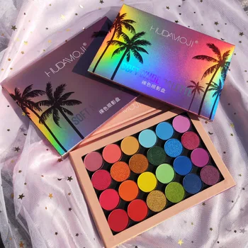 

24 Hawaii Color Eyeshadow Palette Earth Color Shiny Matte Glitter Pigment Eye Shadow Pallete Metallic Diamond Makeup Tools TSLM1