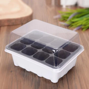 

Nursery Tray With 12 Holes Seed Tray Box Plastic Square Succulent Plant Pot Mini Greenhouse Flower Seeding Tray Pot 1 Set 3pcs