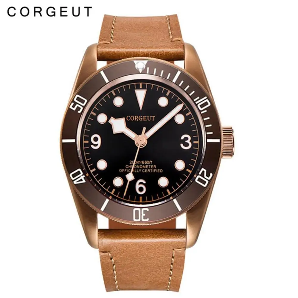 Топ люксовый бренд Corgeut мужские спортивные часы армейские военные водонепроницаемые спортивные часы для плаванья Black Bay механические miyota автоматические часы