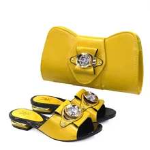 

PEIRESA 2022 New Design Italian Style Summer Sexy Sandals and Bag Sets Yellow Color Women Shoes And Bag Set To Match Size: 38-43