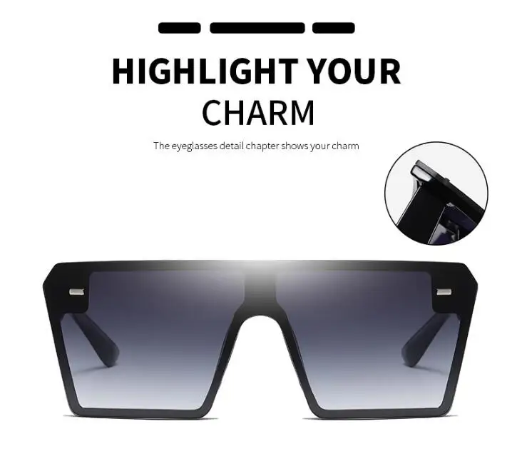 Retro-super-large frame square sunglasses for men and women with European and American fashion rice nail Sunglasses 54157