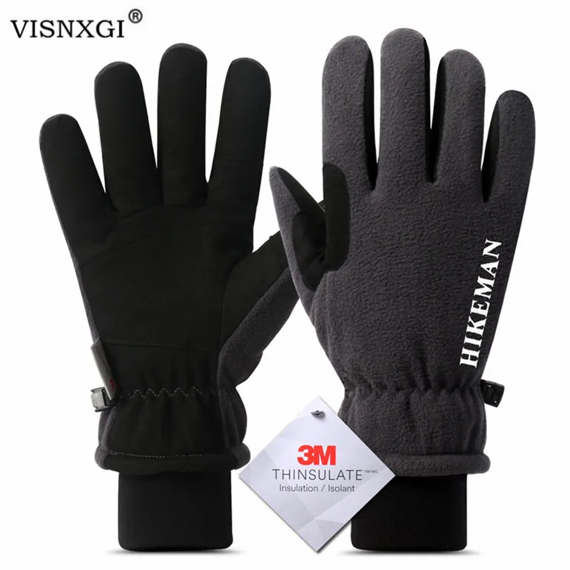 VISNXGI зимние перчатки мужские уличные Варежки женские перчатки Нескользящие мотоциклетные флисовые перчатки ветрозащитные плотные теплые перчатки на весь палец
