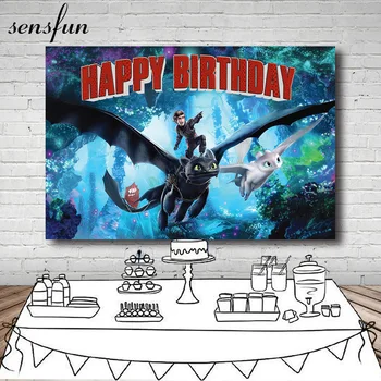 

Sensfun Cartoon Movie How to Train Your Dragon Backdrops Kids Birthday Party Photography Backgrounds Custom Vinyl Polyester