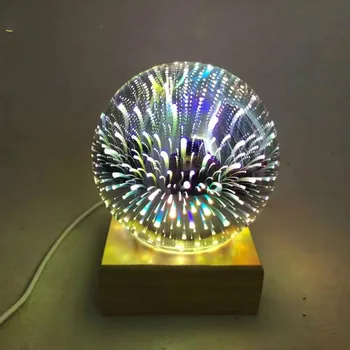 

3D Colors Table Lamps Crystal Glass Desk Lamp Plating Lampshade USB Plug-in LED Tafellamp For Christmas Bedroom Lampara De Mesa