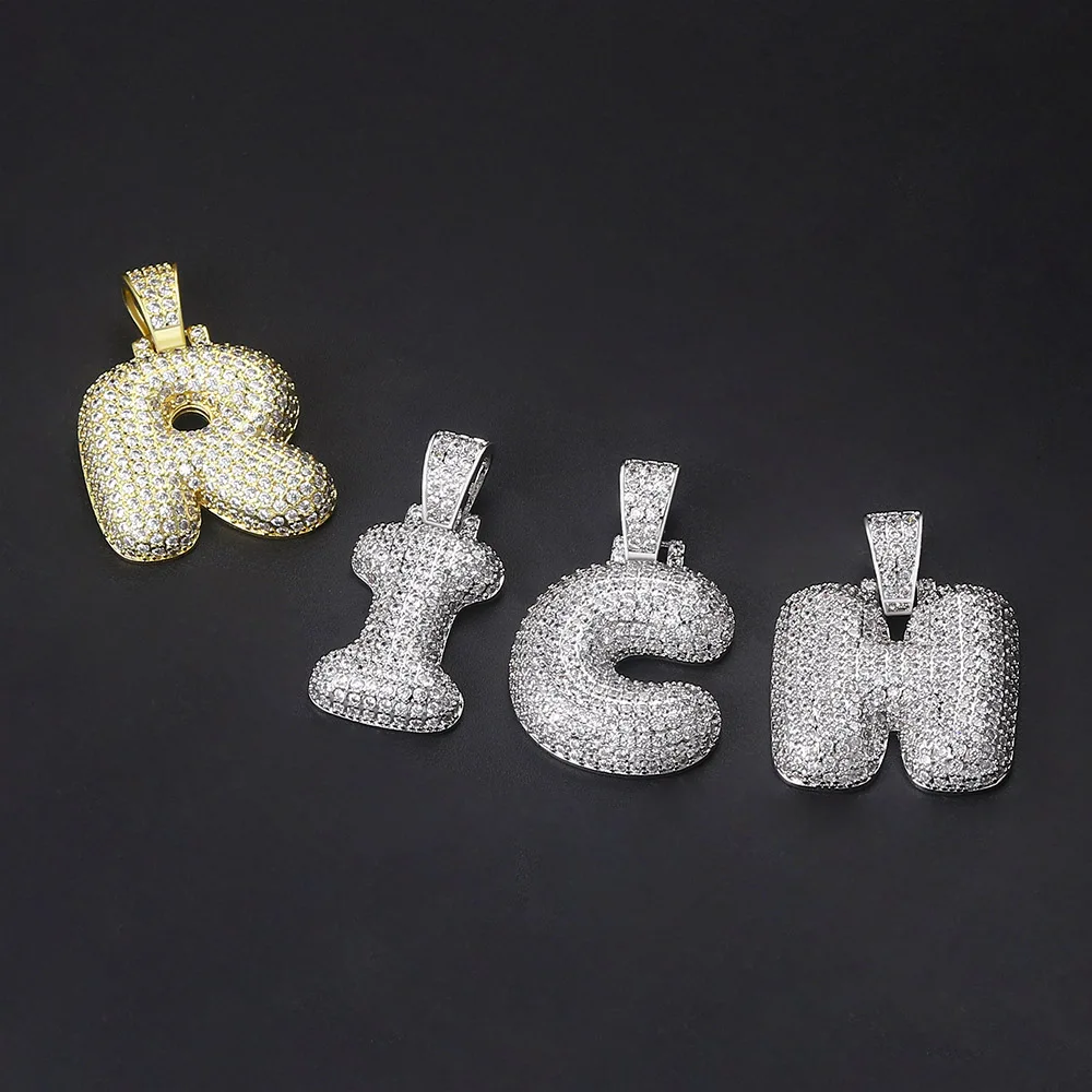 Hiphop bolha letra alfabeto nome iniciais colar para homem mulher rapper  iced para fora pingente jóias de aço inoxidável corrente ohp008 - AliExpress, image size:1000x1000