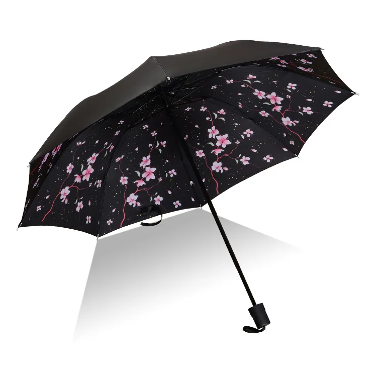 G Женский анти-УФ Вишневый небо цветок Unbrella открытый портативный УФ зонтик три складной зонтик от солнца и дождя - Цвет: G